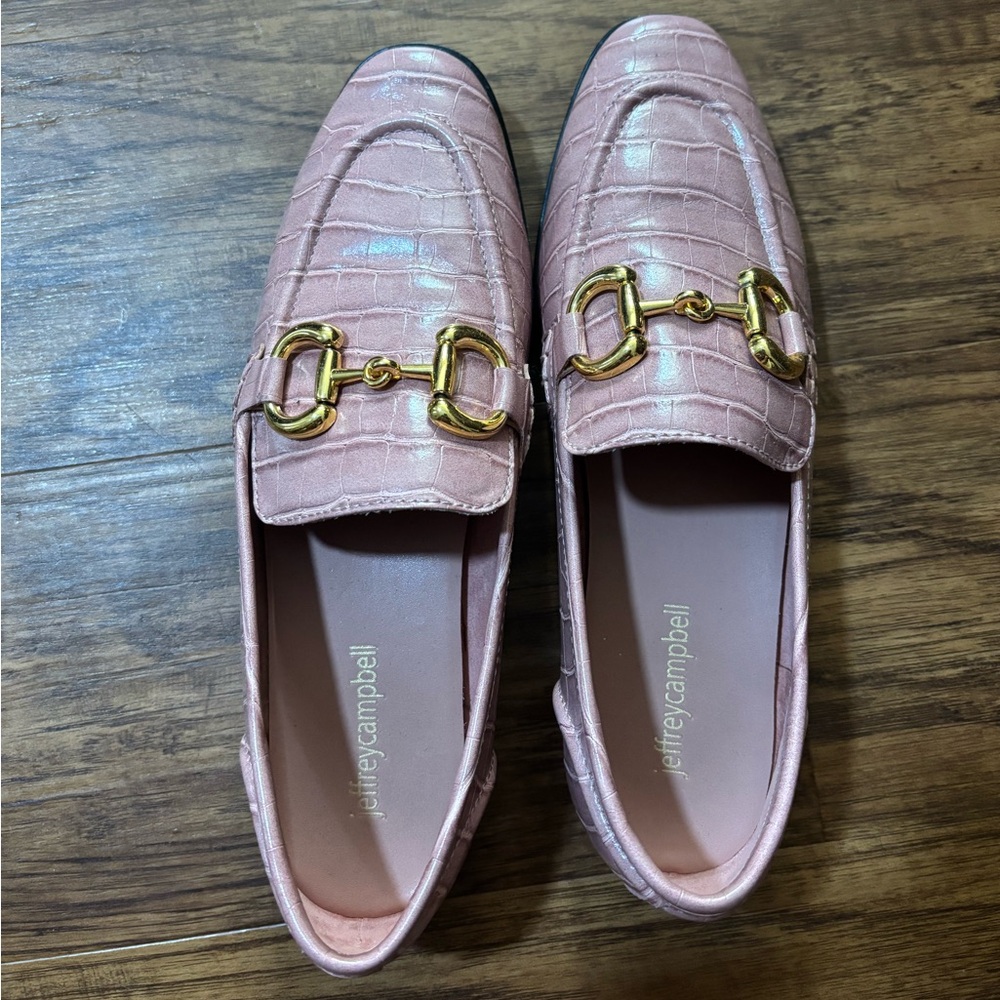 Jeffery Campbell Velviteen Bit Loafer (Women) Pink Croc Embossed size 8 loafers - Picture 9 of 9
